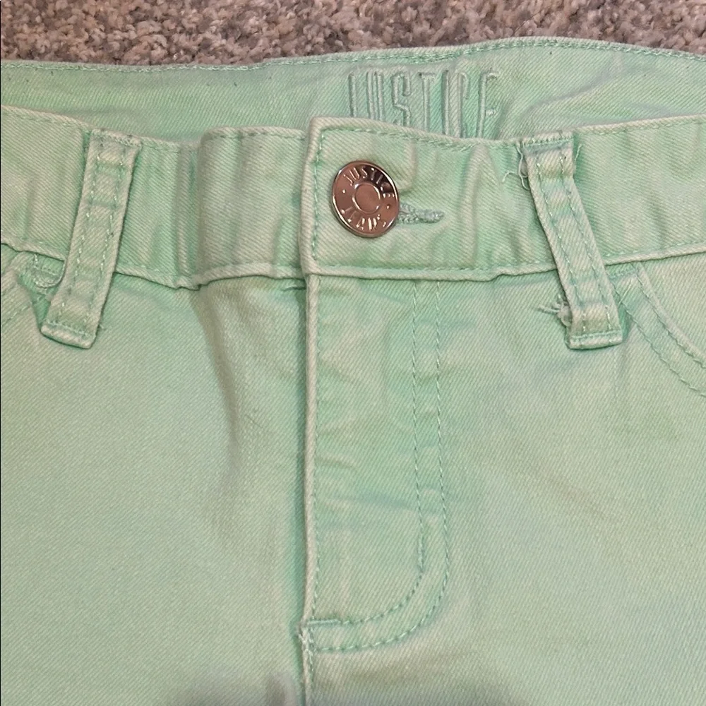 Justice Light Green Denim Kids Shorts